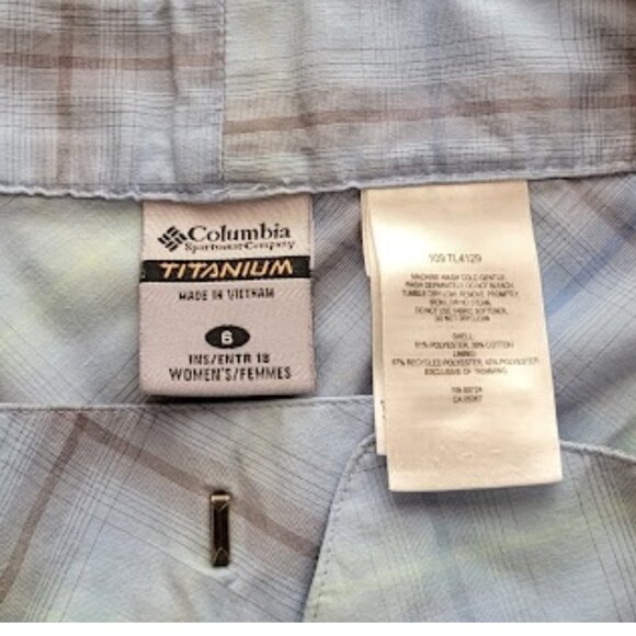 Women Columbia Sportswear Titanium Multi-Color Blue Check Active Shorts Size: 6 - Picture 10 of 12